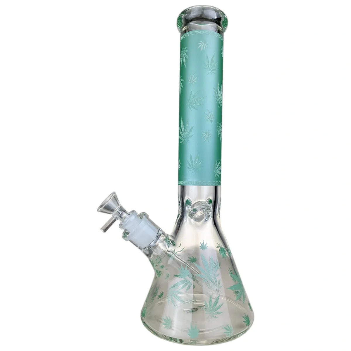 14" Glow in the Dark Leaf Decal Beaker Water Pipe