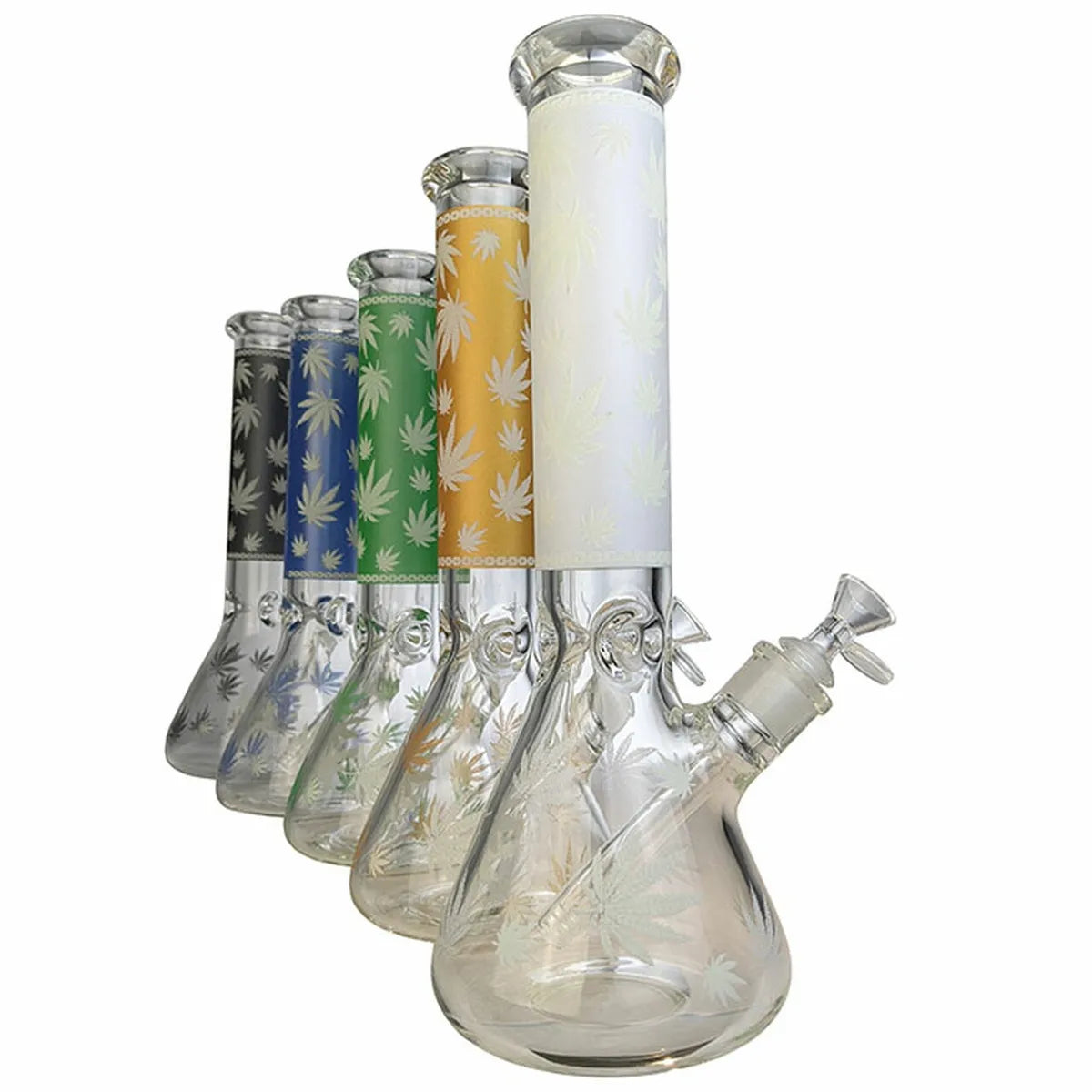 14" Glow in the Dark Leaf Decal Beaker Water Pipe