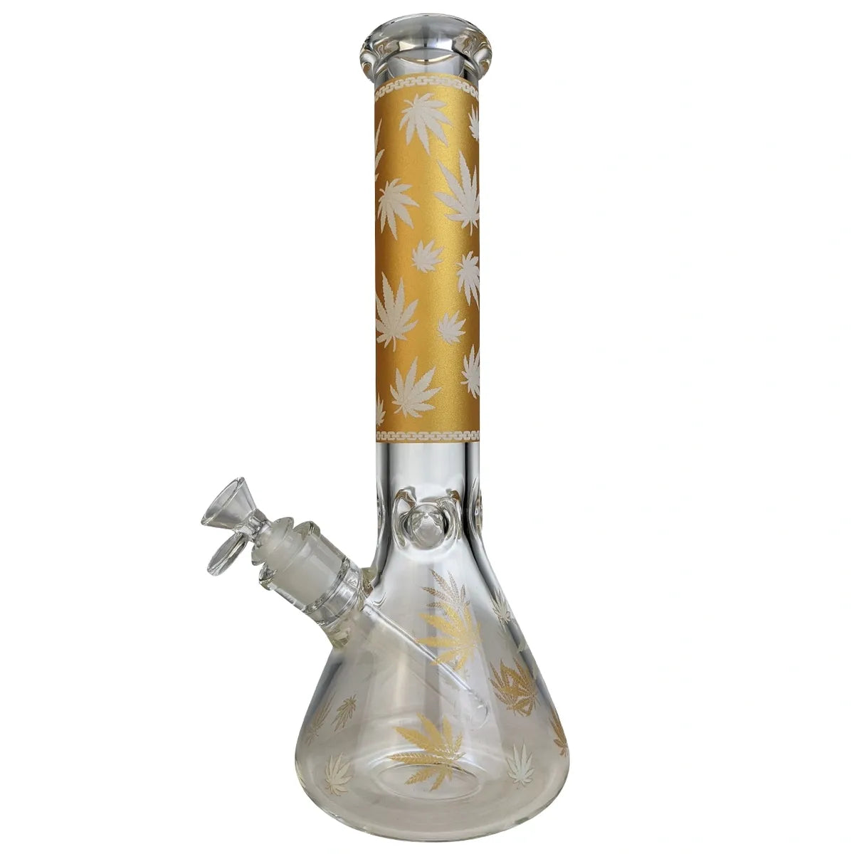 14" Glow in the Dark Leaf Decal Beaker Water Pipe