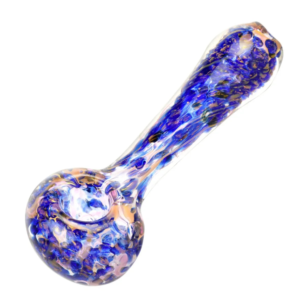 Blue & Gold Fumed Swirl Spoon Pipe 4.5"